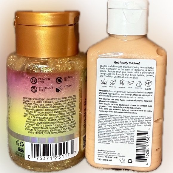 🌴TREE HUT & HEMPZ🌴2-Piece Sparkling Gel Wash & Herbal Body Moisturizer Set/NIP - Picture 4 of 5